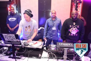 MLK Ski Weekend 2016 images of hosts of opening night 90s party and DJ Starting from Scratch