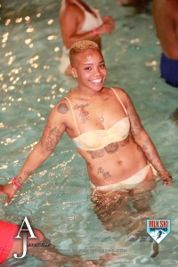 MLK Ski Weekend 2016 lady posing in bikini in the pool at indoor outdoor Splash party at Plunge Party