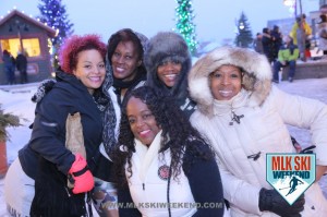 MLK Ski Weekend 2016 snowfall group winter picture ladies in the village