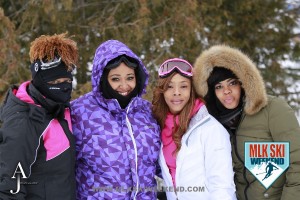MLK Ski Weekend 2016 snowfall group winter picture ladies posing ready to have fun