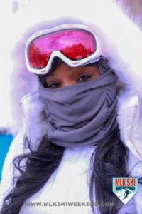 MLK Ski Weekend Goggles with eyes white snow suit black girls rock